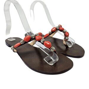 Giuseppe Zanotti Embellished Beaded Thong Sandals Shoes Women’s Size 8.5 Summer